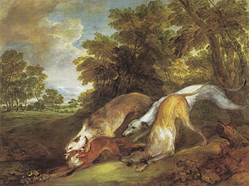 Dogs Chasing a Fox c1784 - Thomas Gainsborough reproduction oil painting