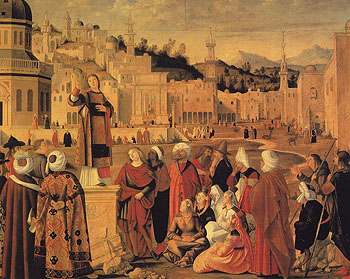 St Stephen Preaching at Jerusalem - Vittore-Capaccio reproduction oil painting