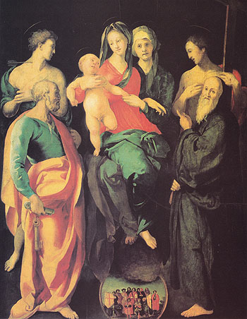 The Virgin and Child with Four Saints 1529 - Jacopo Carrucci reproduction oil painting