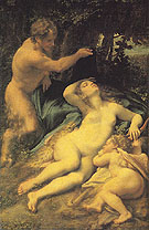 Venus Satyr and Cupid - Antonio Allegri da Correggio reproduction oil painting