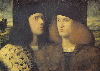 Portrait of Two Young Men - Giovanni Cariani reproduction oil painting