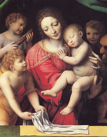 The Virgin Carrying the Sleeping Child with Three Angels - Luini reproduction oil painting