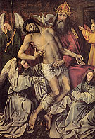 The Trinity with the Dead Christ Supported by Angels Central Panel of the Throne of Grace - Colijn de Coter reproduction oil painting