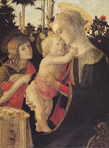 The Virgin and Child with John the Baptist - Sandro Botticelli reproduction oil painting