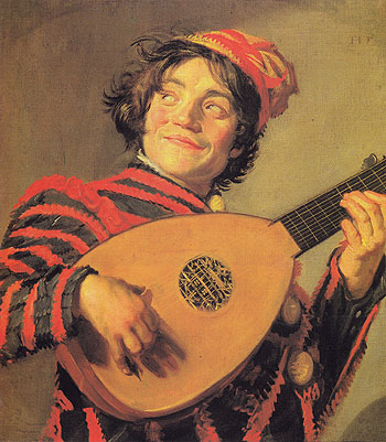 Jester with a Lute - Frans Hals reproduction oil painting