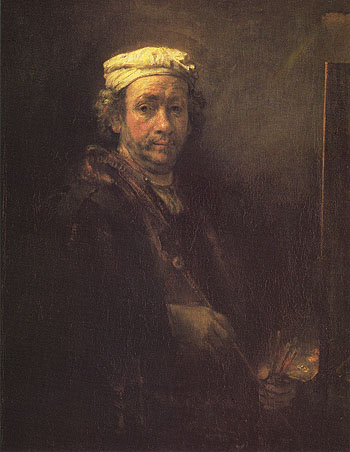 Portrait of the Artist at his Easel 1660 - Rembrandt Van Rijn reproduction oil painting