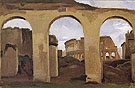 The Colosseum seen through the Arcades of the Basilica of Constantine - Jean-baptiste Corot reproduction oil painting