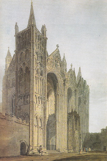 Peterborough Cathedral from the West Front c1794 - Thomas Girtin reproduction oil painting