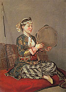 Turkish Woman with a Tambourine - Jean Etienne Liotard reproduction oil painting