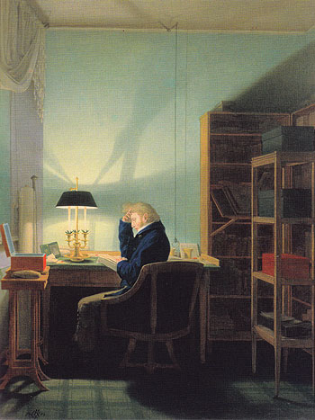 Man Reading at Lamplight 1814 - Georg Friedrich Kersting reproduction oil painting