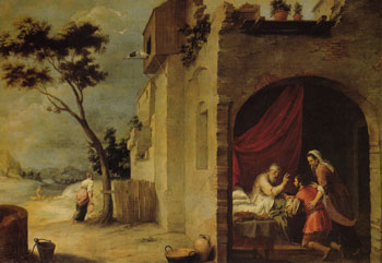 Isaac Blessing Jacob c1665 - Bartolome Esteban Murillo reproduction oil painting
