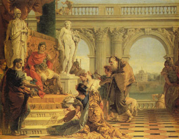 Maecenas Presenting the Liberal Arts to the Emperor Augustus c1745 - Giovanni Barrista Tiepolo reproduction oil painting