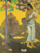 Woman with Flowers in Her Hands 1893 - Paul Gauguin reproduction oil painting