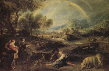 Landscape with a Rainbow 1630 - Peter Paul Rubens reproduction oil painting