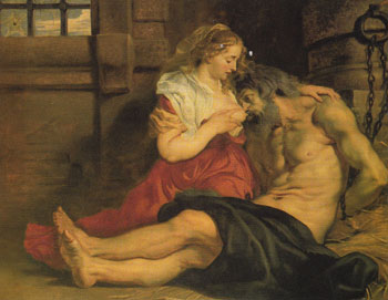 A Roman Womans Love for Her Father c1612 - Peter Paul Rubens reproduction oil painting