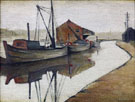 Barges on Manchester Canal 1946 - L-S-Lowry reproduction oil painting