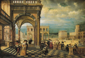 Italian Palace 1623 - Hendrik van Steenwyck The Younger reproduction oil painting