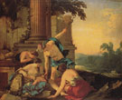 Mercury Giving Bacchus to Nymphs to Raise 1638 - Laurent de la Hyre reproduction oil painting