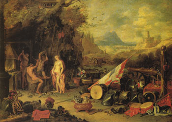 Venus at Vulcans Forge - Jan van Kessel reproduction oil painting