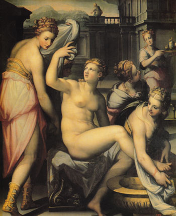 Bathsheba Bathing - Giovanni Battista Naldini reproduction oil painting