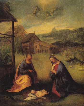 Adoration of the Christ Child c1510 - Girolamo Romanino reproduction oil painting
