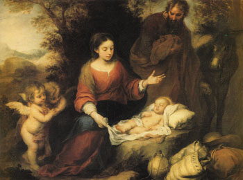 Rest on the Flight into Egypt - Bartolome Esteban Murillo reproduction oil painting