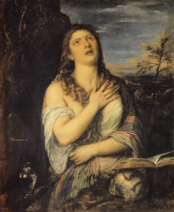 Penitent Mary Magdalen 1560 - Titian reproduction oil painting