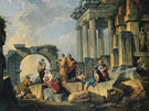 Ruins with Scene of the Apostle Paul Preaching 1744 - Giovanni Paolo Panini reproduction oil painting