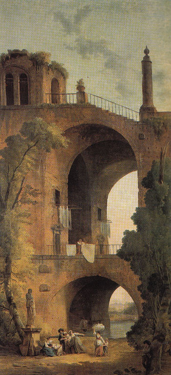 Landscape with Ruins - Hubert Robert reproduction oil painting