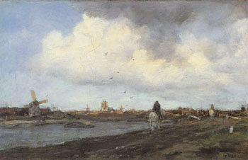 Landscape with Mills - Jacob Hendrik Maris reproduction oil painting