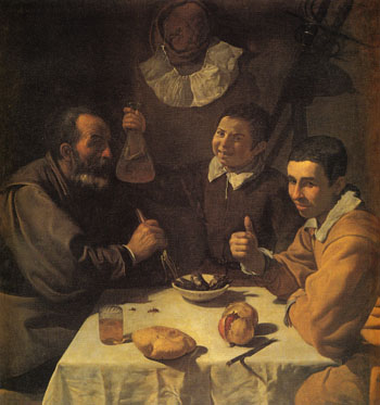 Three Men at a Table c1617 - Diego Velasquez reproduction oil painting