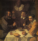 Three Men at a Table c1617 - Diego Velasquez reproduction oil painting