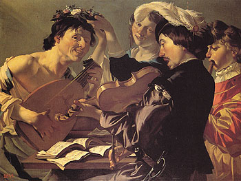 The Concert c1623 - Dirk Van Baburen reproduction oil painting
