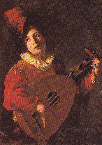 The Lute Player c1610 - Bartolomeo Manfredi reproduction oil painting