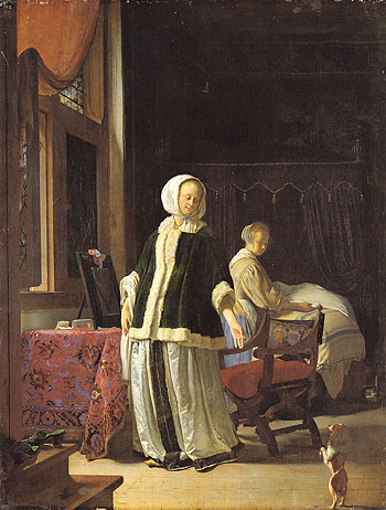 A Young Woman in the Morning c1659 - Frans van Mieris The Elder reproduction oil painting