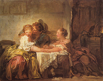 A Kiss Won - Jean-Honore Fragonard reproduction oil painting