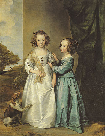 Philadelphia and Elizabeth Wharton 1630 - Van Dyck reproduction oil painting