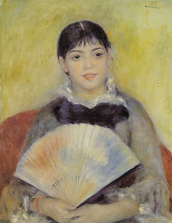 Girl with a Fan 1881 - Pierre Auguste Renoir reproduction oil painting