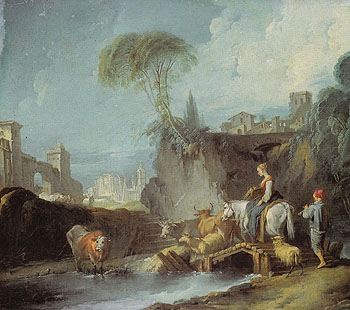 Bridge Crossing - Francois Boucher reproduction oil painting