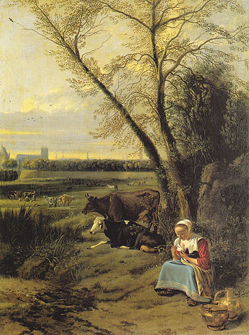 A Shepherdess 1666 - Jan Siberechts reproduction oil painting
