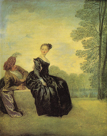 A Capricious Woman c1718 - Jean Antoine Watteau reproduction oil painting