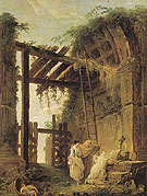 At the Hermits - Hubert Robert reproduction oil painting