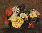 Bouquet of Roses and Nasturtiums in a Vase 1883 - I Fantin-latour