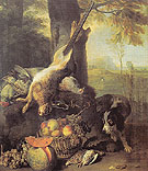 Still Life with a Dead Hare and Fruit 1711 - Alexandre Francois Desportes reproduction oil painting