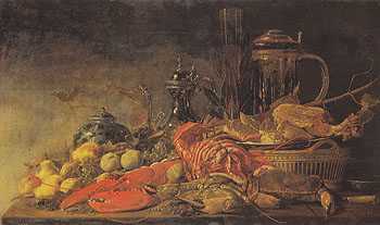 Fruit and Lobster on a Table 1640 - Frans Ryckhals reproduction oil painting