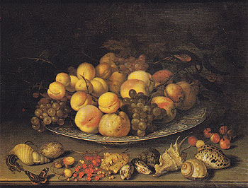 Fruit on a Plate and Shells 1630 - Balthasar van der Ast reproduction oil painting