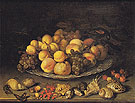 Fruit on a Plate and Shells 1630 - Balthasar van der Ast reproduction oil painting