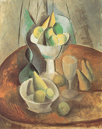 Compotier Fruit and Glass 1909 - Pablo Picasso reproduction oil painting