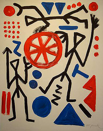 Raumstation 1991 - A R Penck reproduction oil painting
