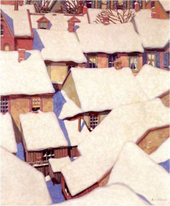 Houses in the Ward - A.J. Casson reproduction oil painting